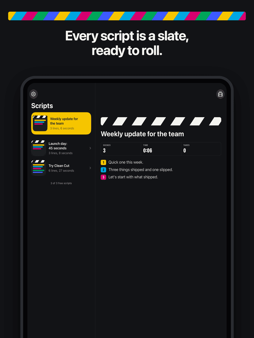 iPad: scripts beside the list