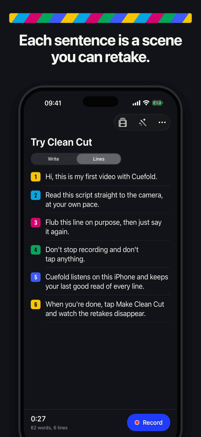 iPhone: each sentence is a scene